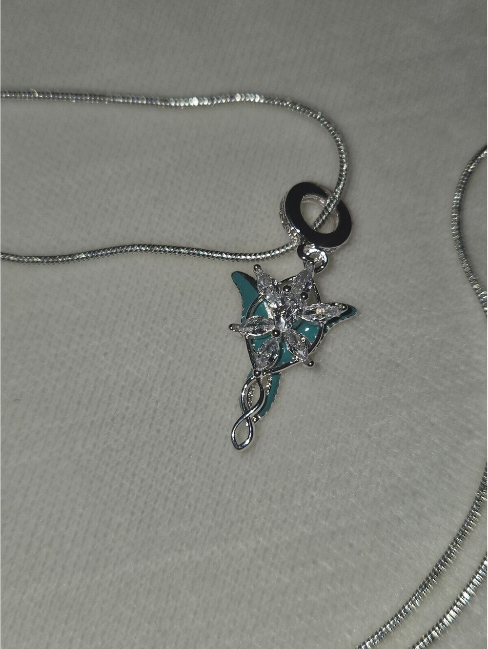 925 necklace stamped Silver-Plated Elf Pendant 22-Inch Chain w Luminous Effect